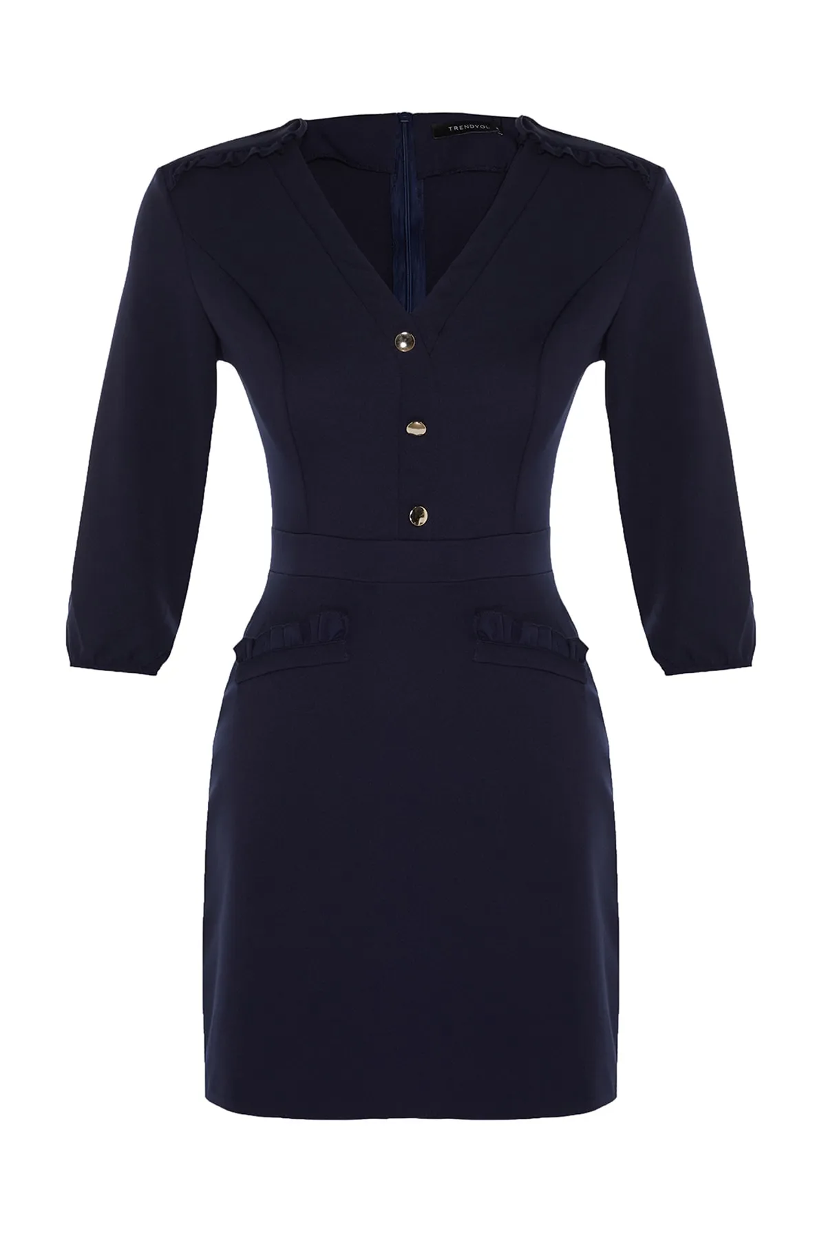 Trendyol Collection  Marineblaues Super-Mini-Webkleid TWOAW23EL00604