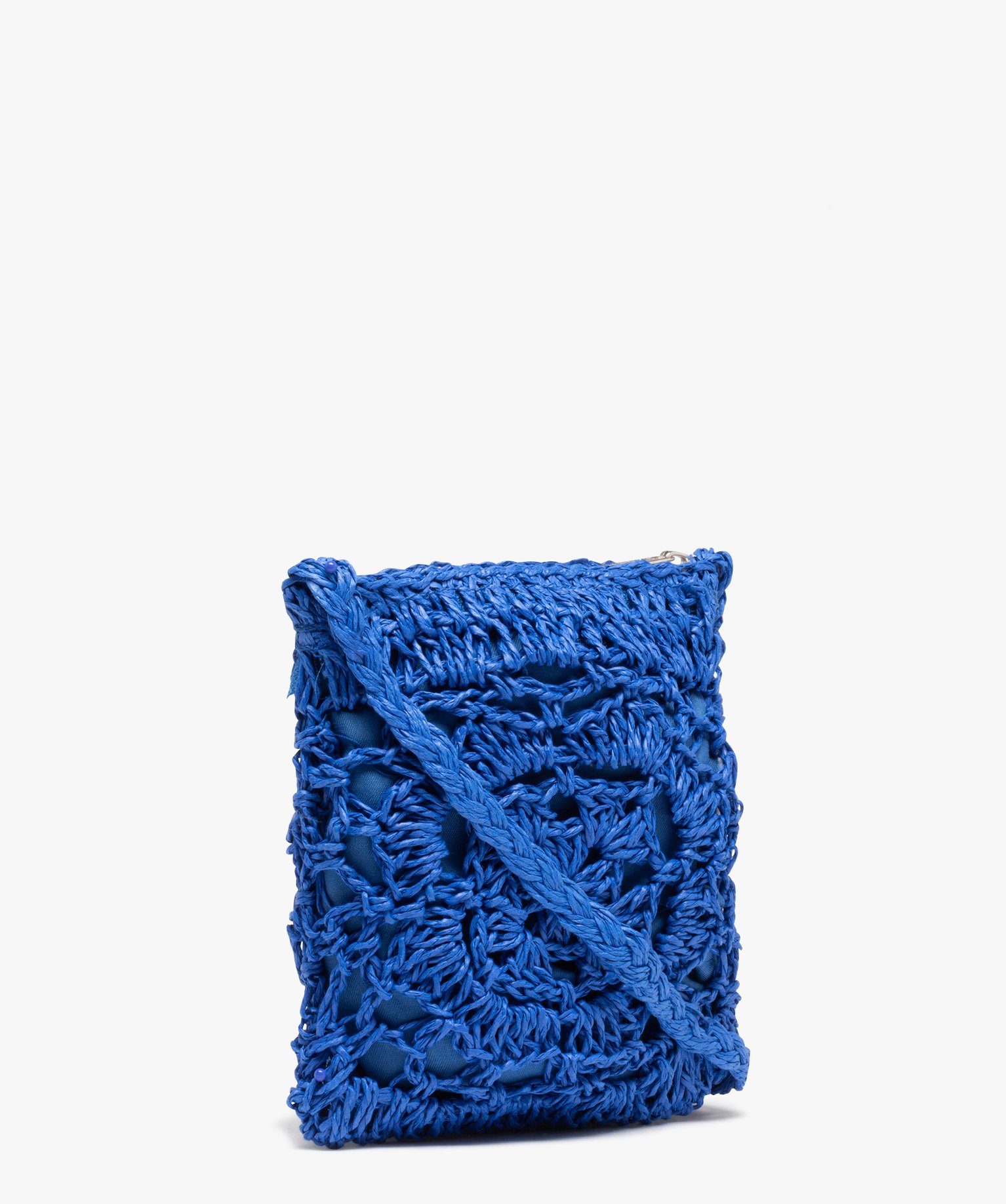 Sac fille en paille avec bandoulière tressée bleu | GEMO