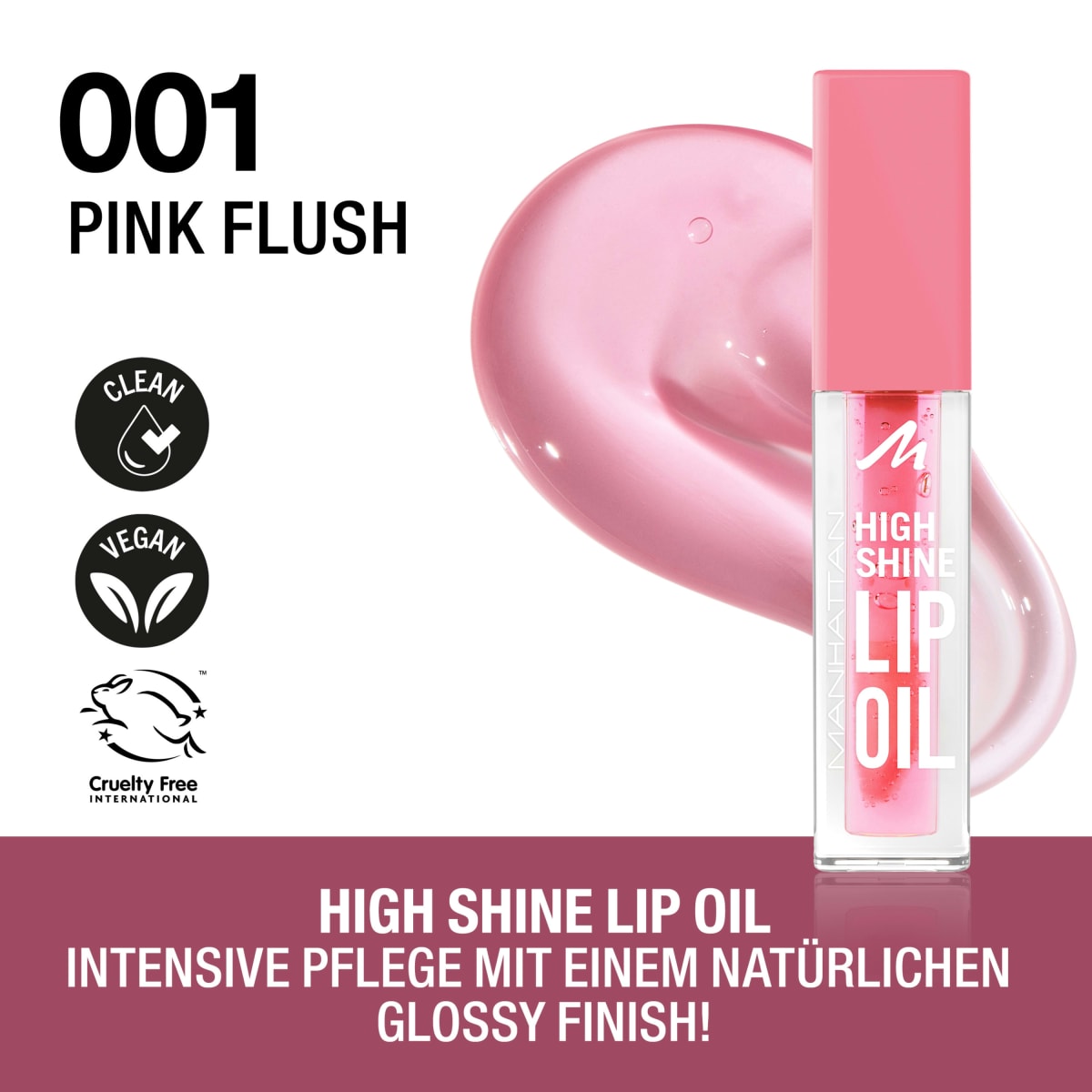 Lippenöl High Shine 001 Pink Flush, 4,5 ml