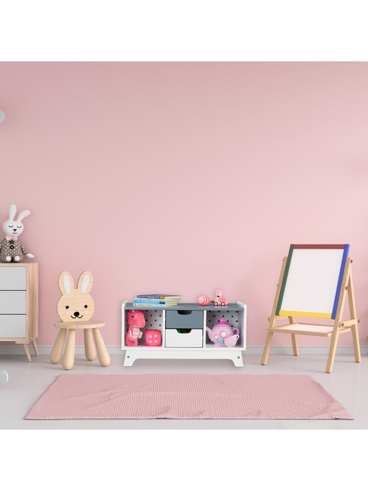 relaxdays Kinderregal in Weiß/ Grau - (B)60 x (H)30 x (T)30 cm günstig kaufen onesize