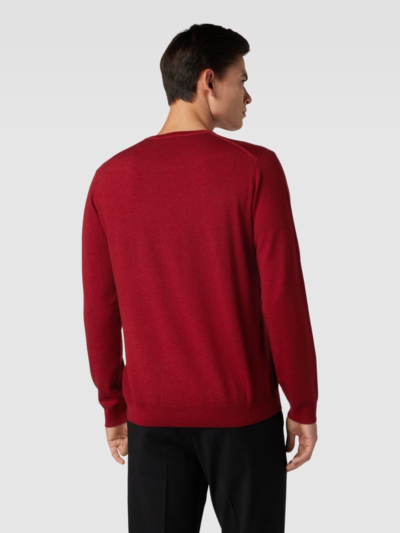 Strickpullover aus Wolle mit Rundhalsausschnitt in rot