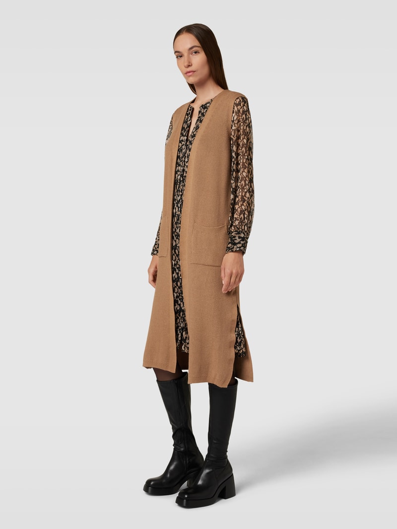 Longcardigan mit Seitenschlitzen in sand