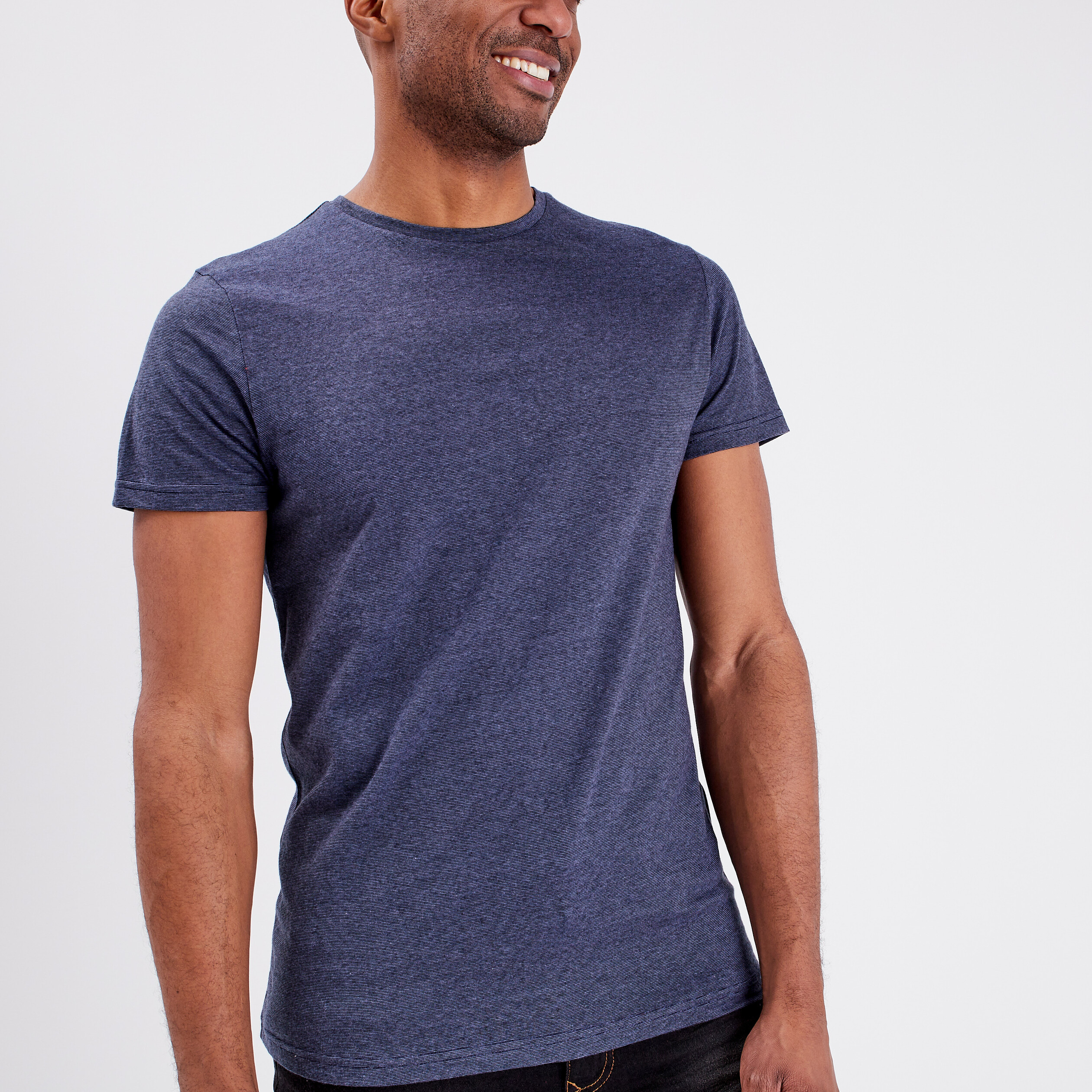 T-shirt coton manches courtes bleu marine homme | La Halle