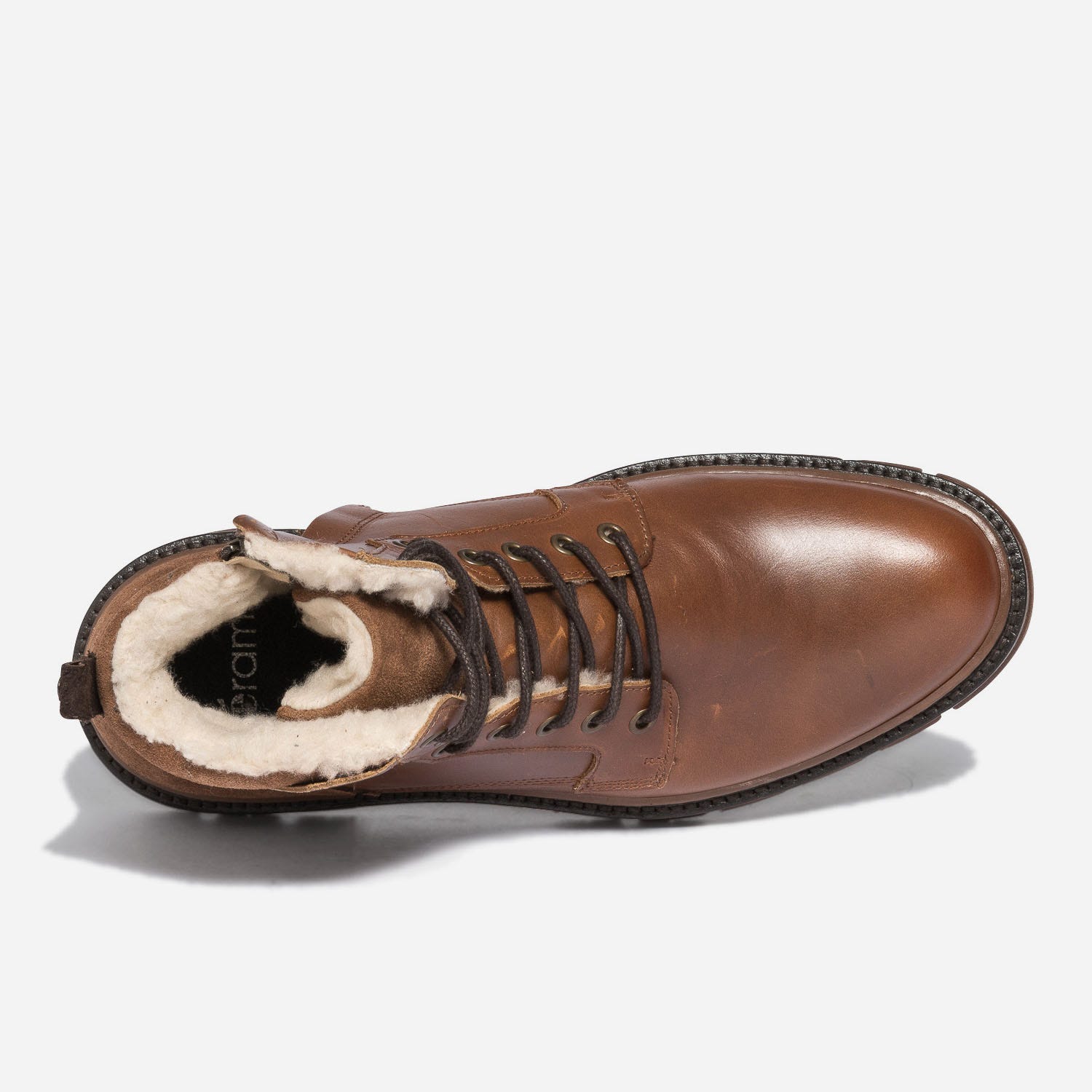 Bottine fourrée cognac en cuir