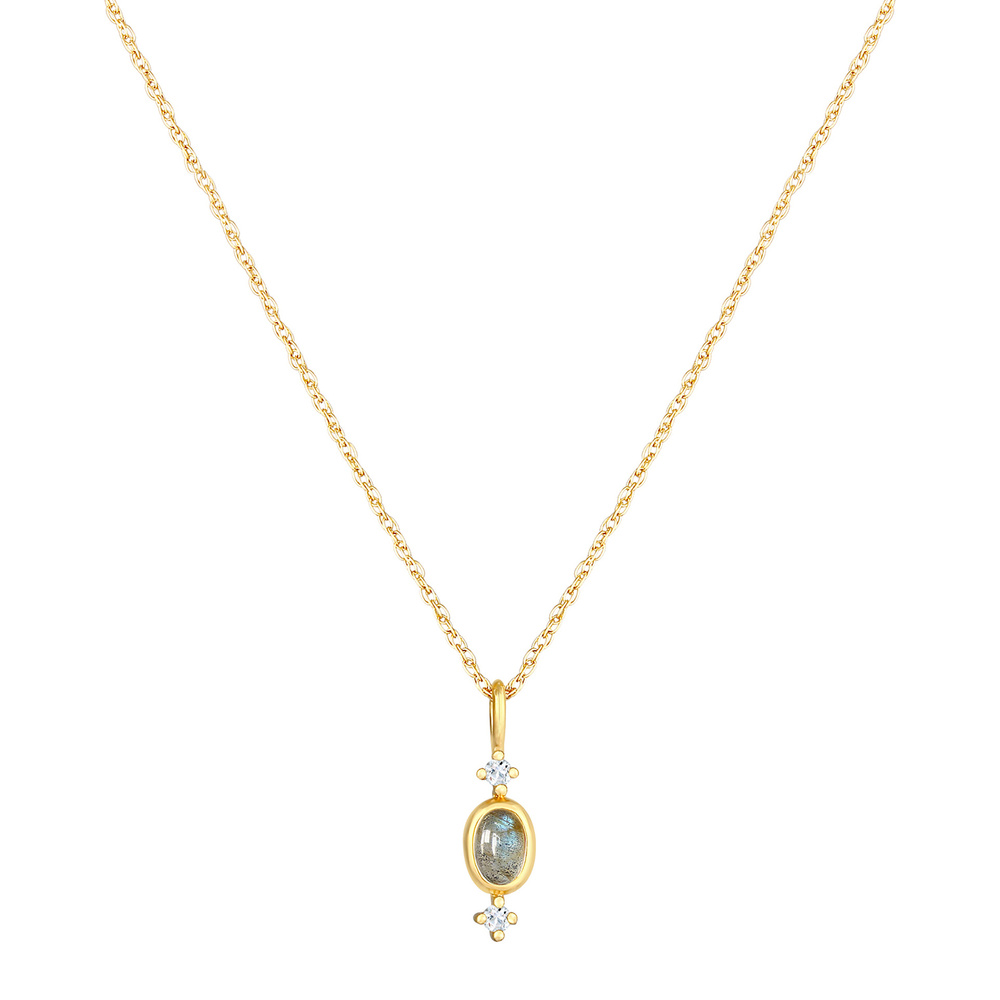 Elli PREMIUM Elli PREMIUM Collier Pendentif torsadé pour dames avec topaze de Labradorite en 9 collier