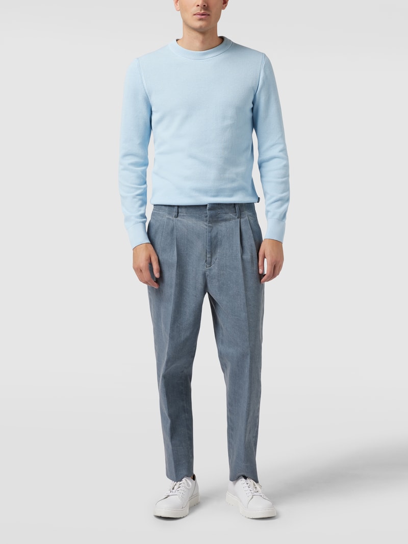 Hose mit fixierten Bundfalten Modell 'MAN WASHED WIDE LEG PANT' in dunkelblau