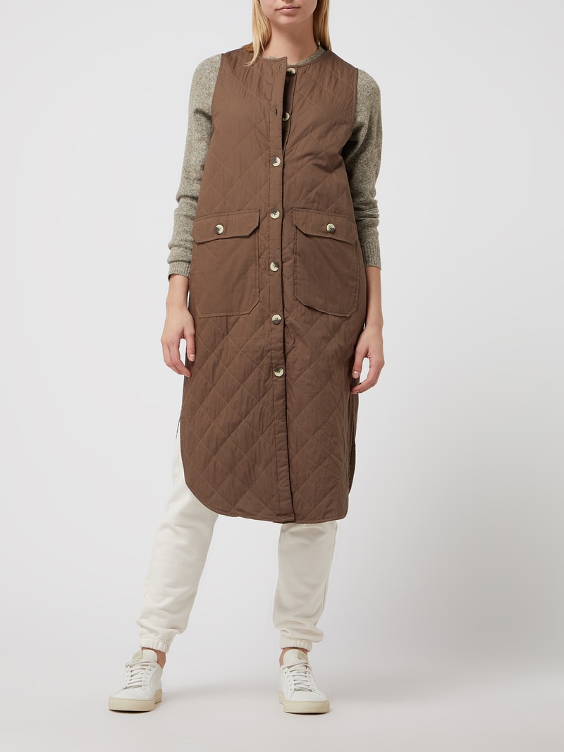 Oversized Steppweste aus Baumwolle Modell 'Wasi' in khaki