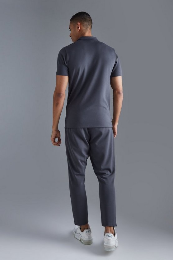 Kurzärmliges Slim-Fit Colorblock Poloshirt mit 1/4 Reißverschluss