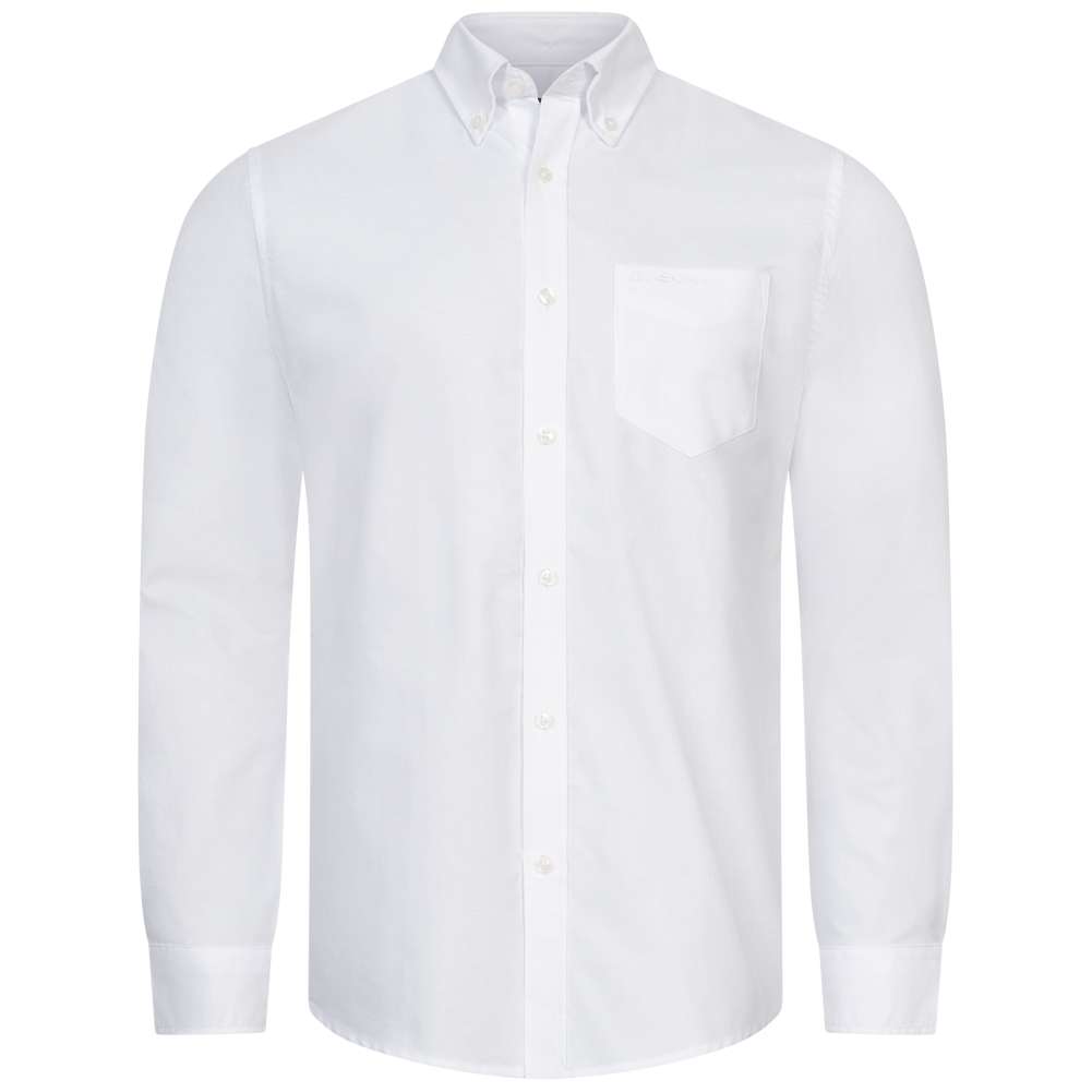 BEN SHERMAN Oxford Herren Langarm Hemd 0076260-WHITE