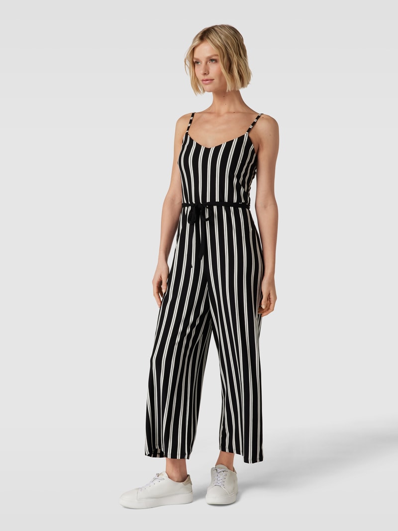 Jumpsuit mit Streifenmuster in schwarz