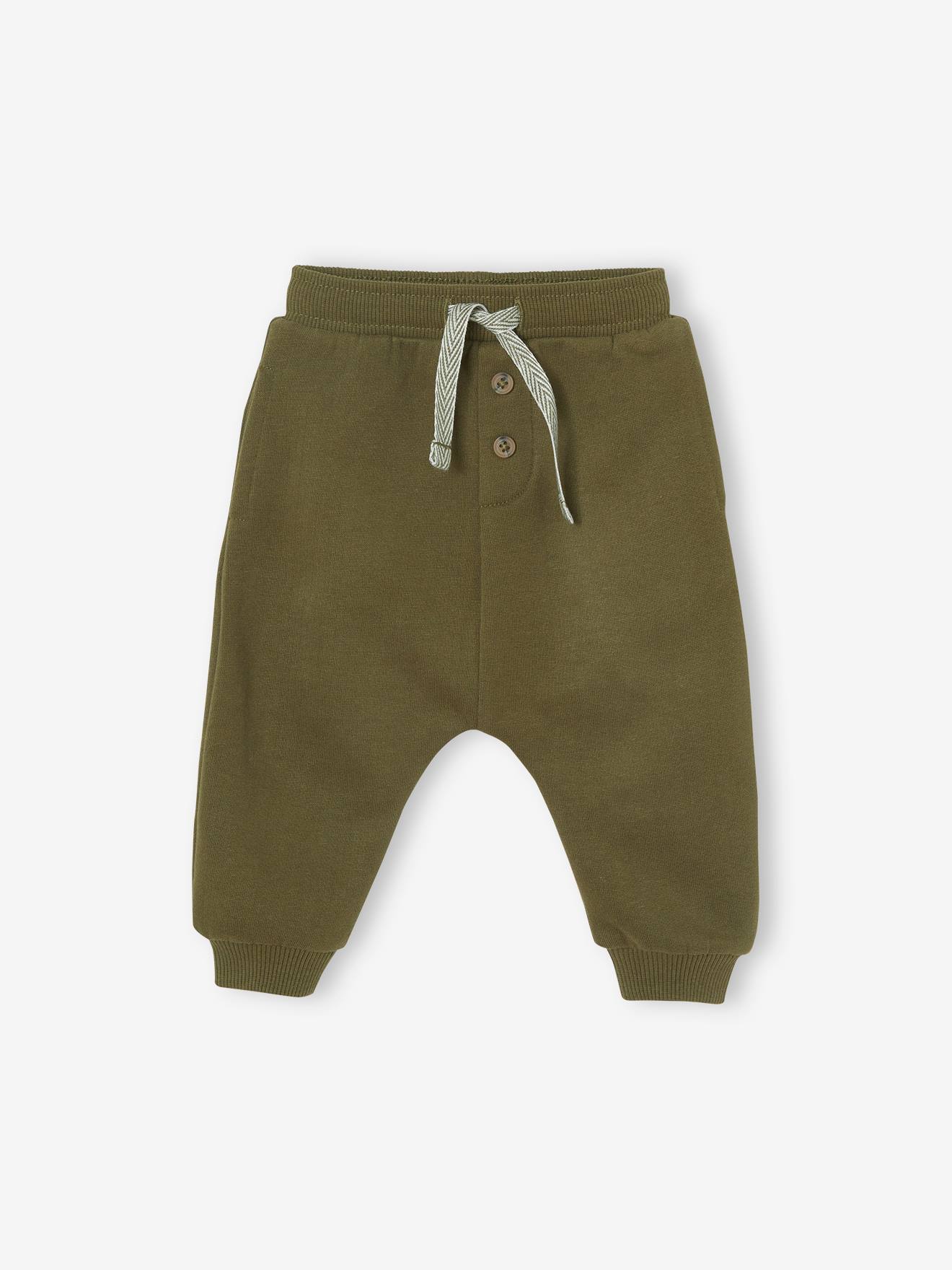 Ensemble en molleton sweat et pantalon bébé kaki foncé