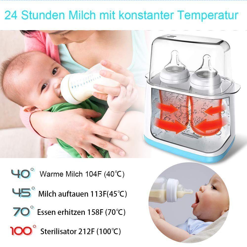 Baby Ja Babyflaschenwärmer Baby Flaschenwärmer, Konstante Temperatur in 24h, LED-Display, 6 in 1 Babykostwärmer, Warme Ergänzungskost