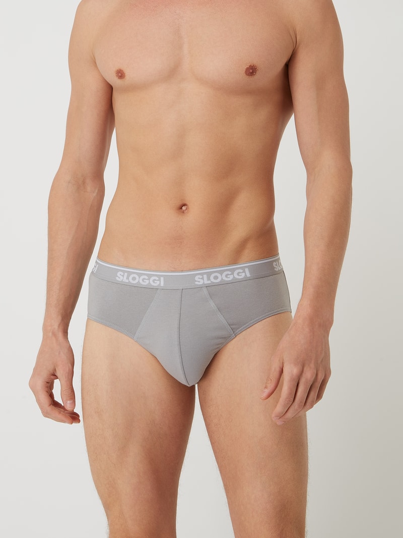 Slip mit Stretch-Anteil im 6er-Pack in mittelgrau meliert