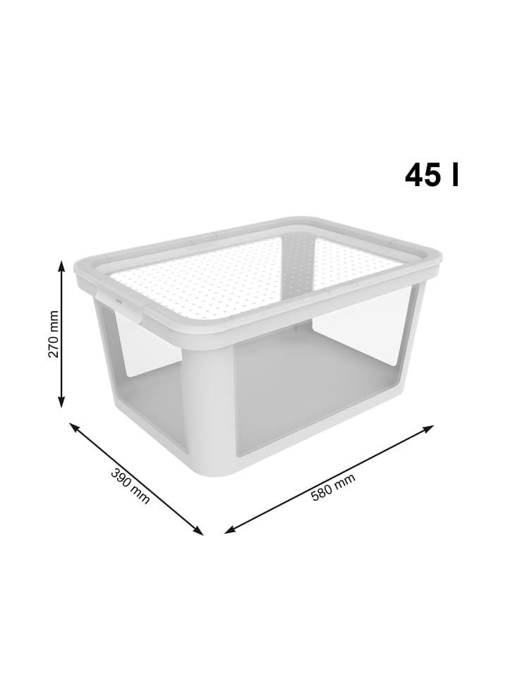 Rotho Albris Aufbewahrungsbox 45l mit Deckel, Kunststoff (PP recycelt) in Weiß günstig kaufen onesize