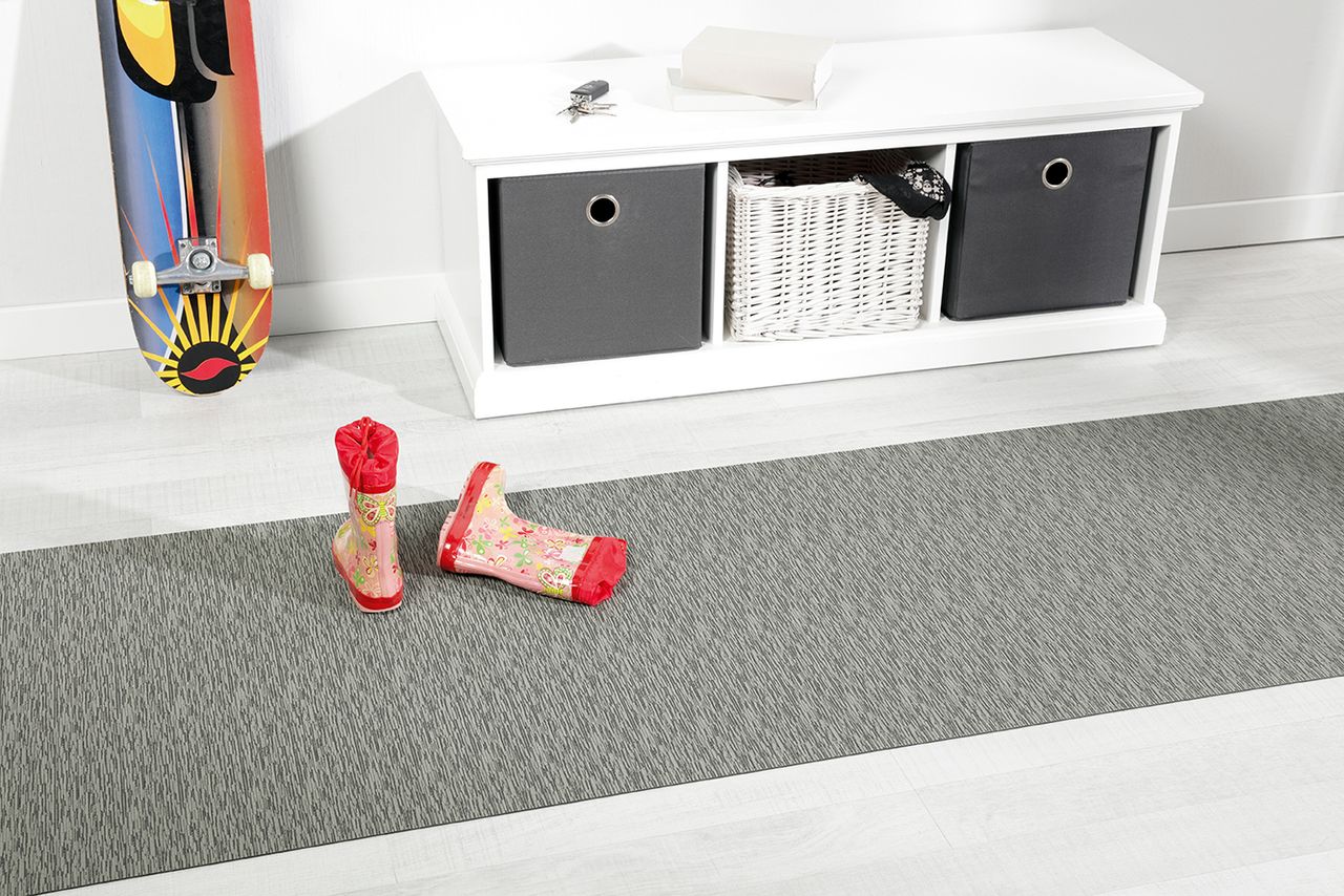 Schütte Peyer Syntex Mira Jacquard Teppich Uni Farbe Grau 60 x 110 cm