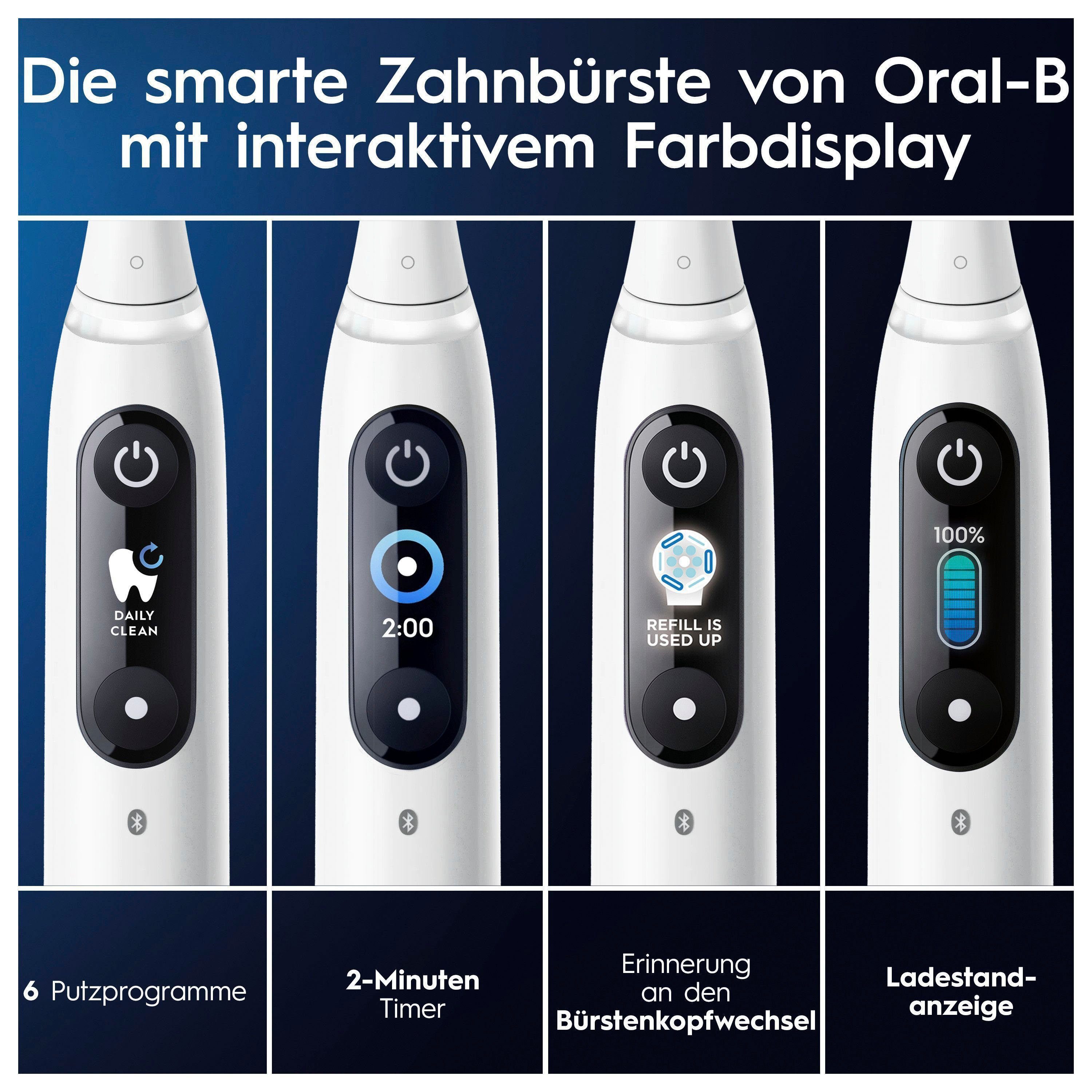 Oral-B Elektrische Zahnbürste iO 8, Aufsteckbürsten: 2 St., mit Magnet-Technologie, 6 Putzmodi, Farbdisplay & Reiseetui