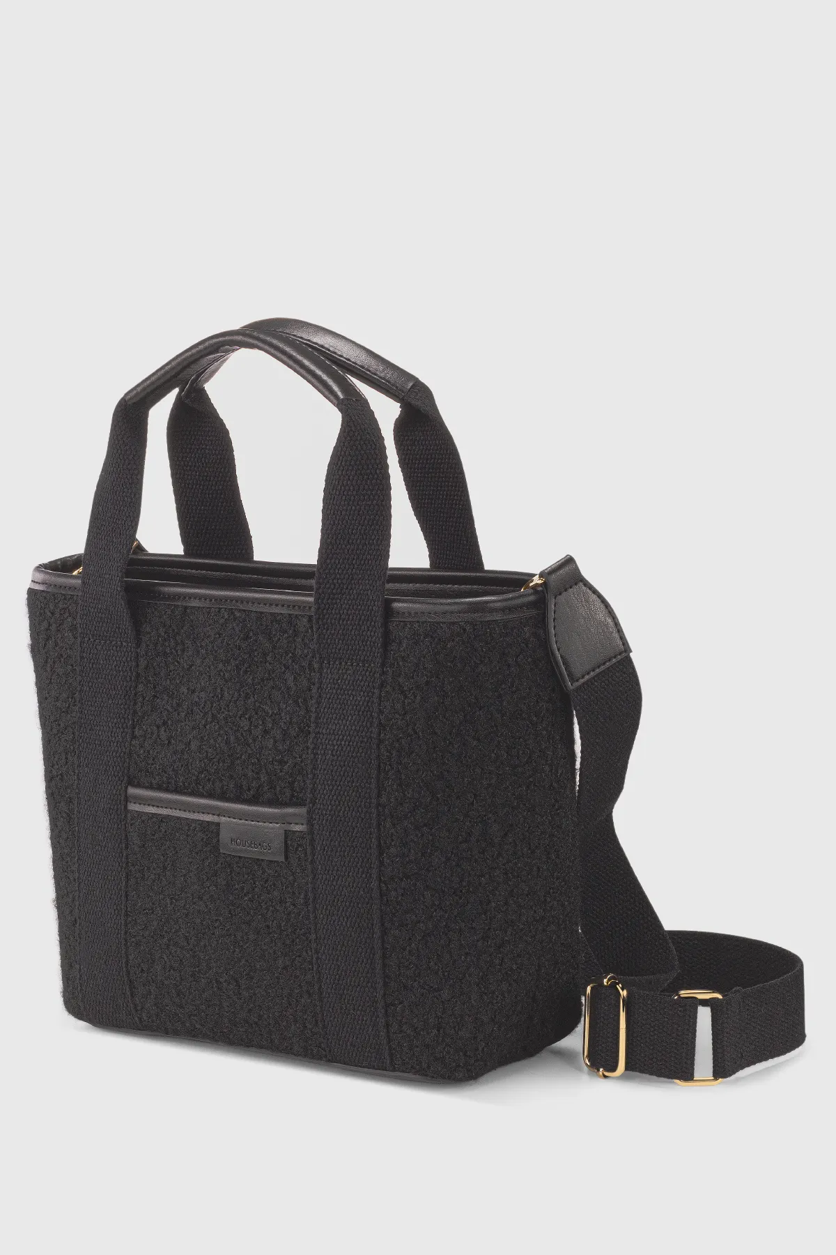 Housebags  Schwarze Canvas-Tasche 246 aus Kunstpelz mit zwei Griffen für Damen
