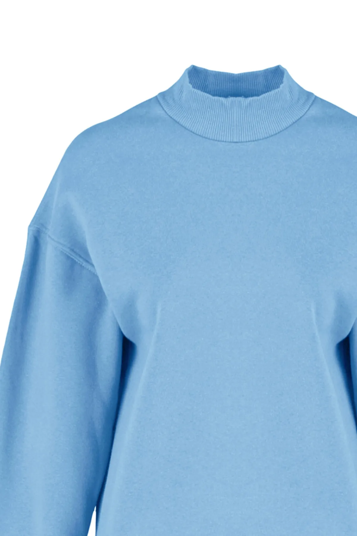Trendyol Collection  Hellblaues, dickes Innenfleece-Sweatshirt mit Stehkragen und entspannter/bequemer Passform TWOAW20SW0584