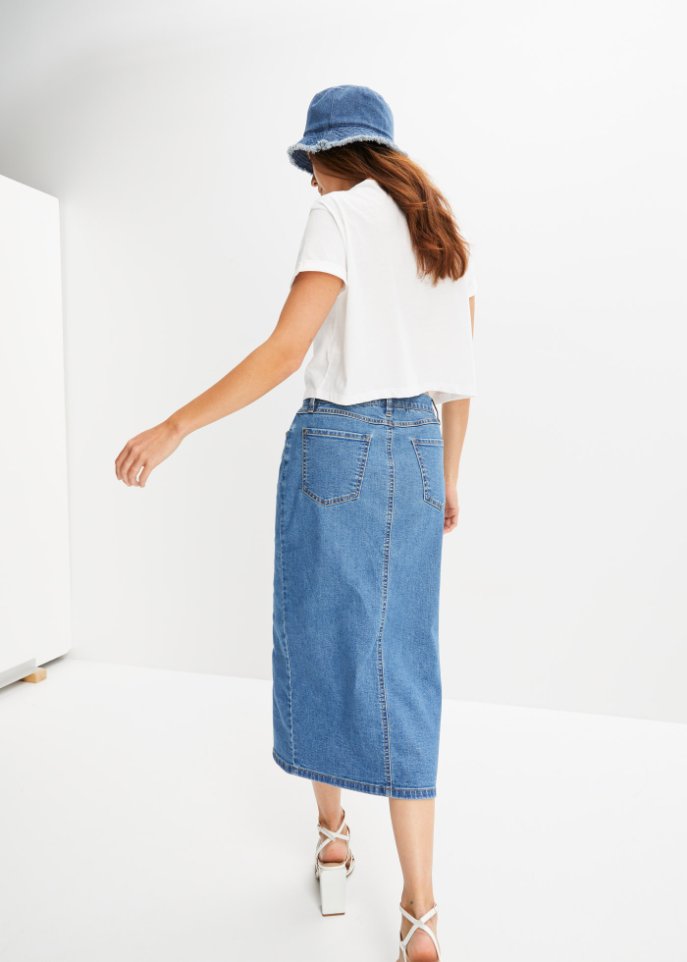 Langer Jeansrock mit Schlitz aus Positive Denim #1 Fabric