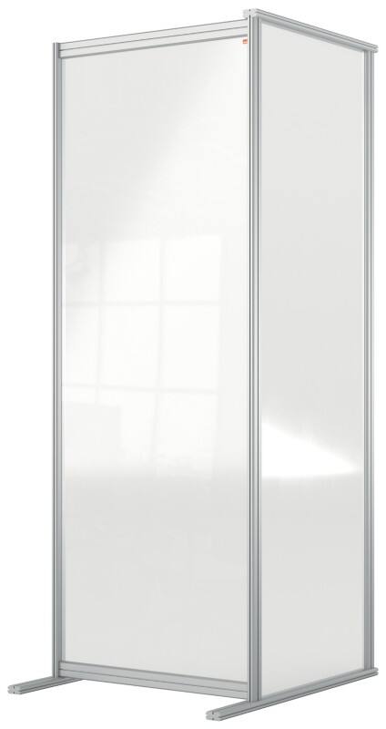 Nobo Freistehende Raumteiler-Schutzwand Erweiterung Premium Plus 600 x 1800 x 600mm Aluminium, Plexiglas Acryl Silber eloxiert