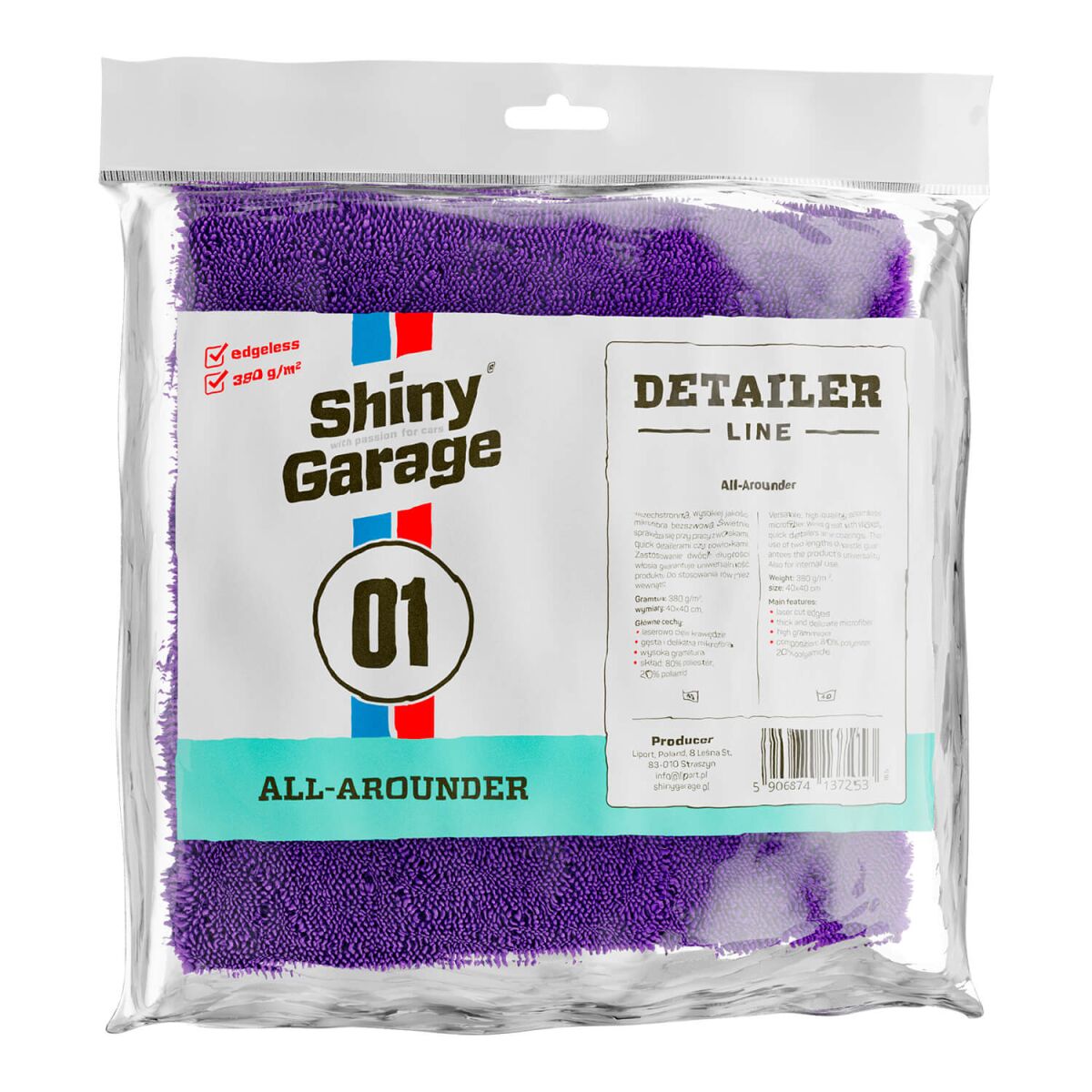Shiny Garage All Arounder Mikrofasertuch randlos 380GSM 40×40