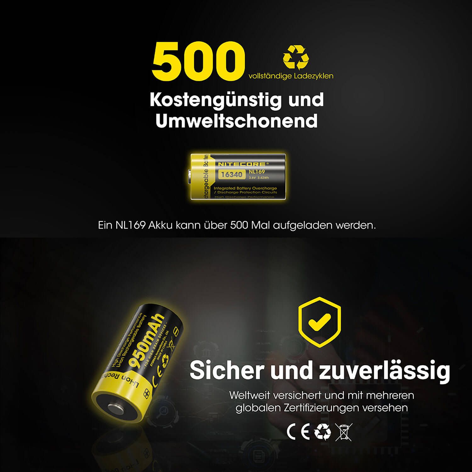 Li-Ion Akku Typ 16340 - 950mAh - NL169