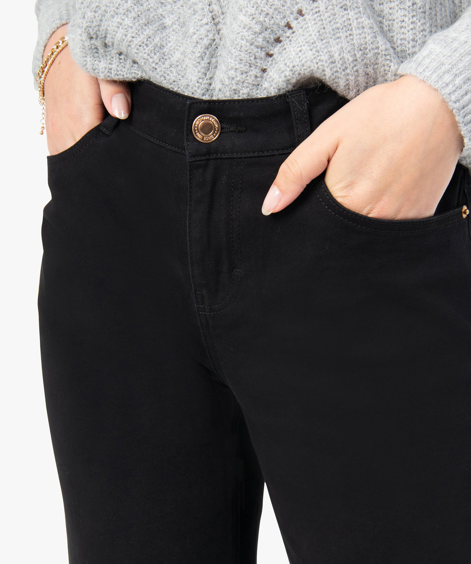 Jean femme coupe regular noir - Longueur L30 noir | GEMO