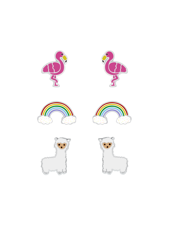 Alexander York Ohrringe, Ohrstecker-Set Flamingo, Regenbogen, Alpaka, 3-tlg. günstig kaufen onesize