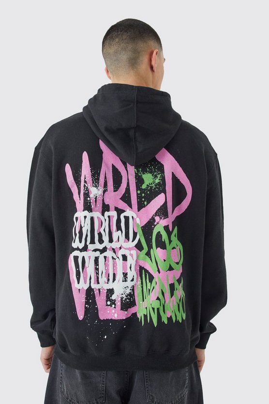 Oversize Hoodie mit Worldwide-Print