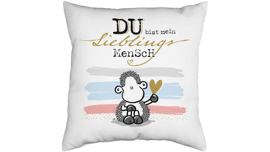 sheepworld Kissen Motiv »DU bist mein Lieblingsmensch« weiß