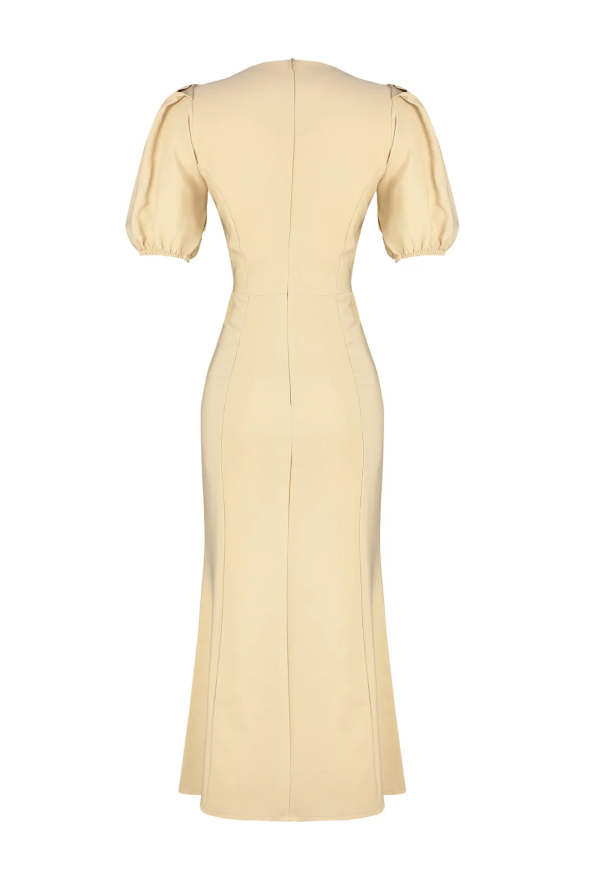 Trendyol Collection  Stone Body Wrap Midi-Kleid mit gewebten Ballonärmeln TWOSS24EL00502