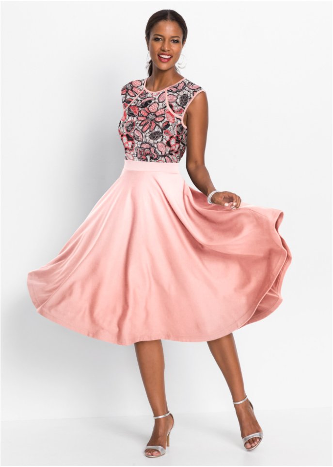 Midikleid mit Spitzeneinsatz