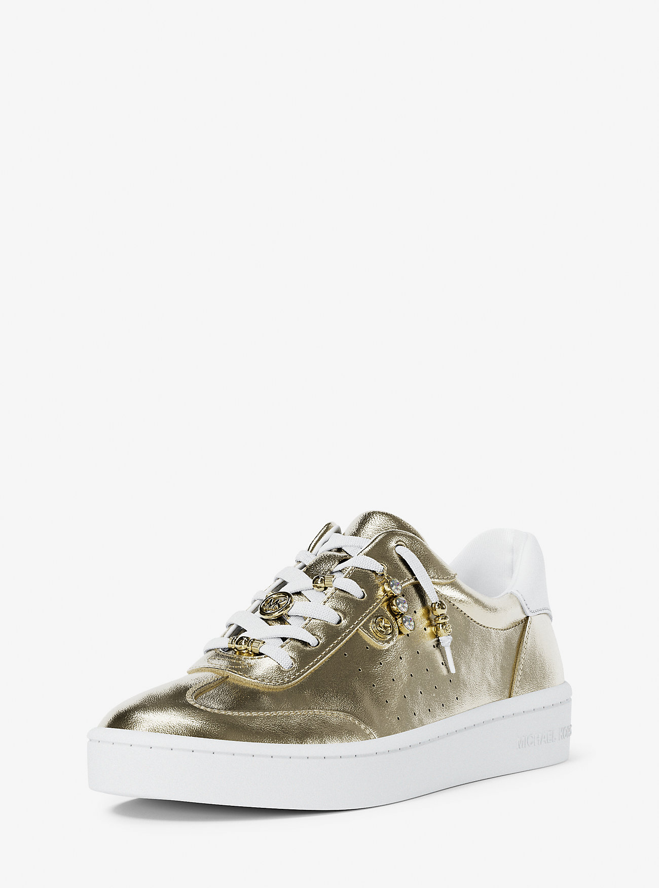 Scotty Utsmykket Metallisk Skinnsneaker - BLEKEGYLL