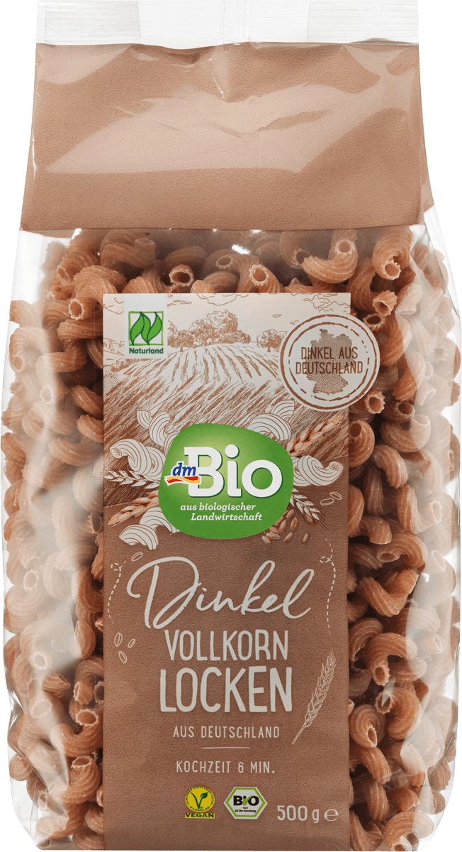 Nudeln, Locken aus Dinkel Vollkorn, 500 g