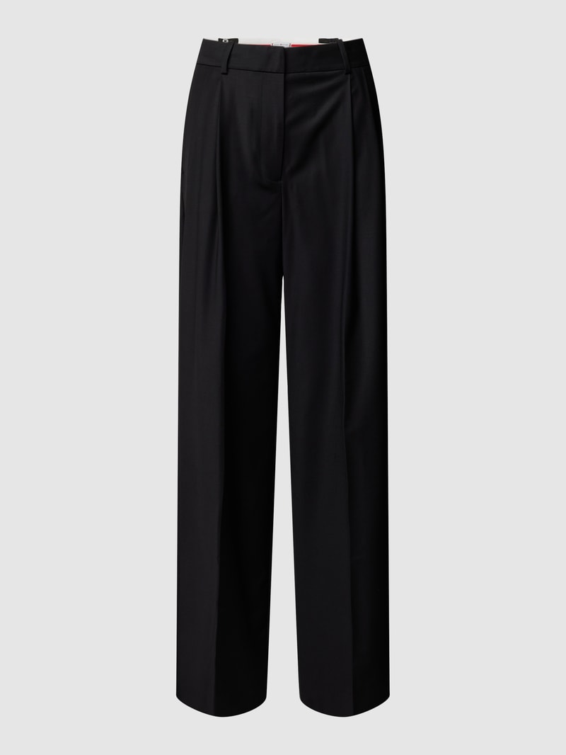 Bootcut Stoffhose mit Bügelfalten in schwarz