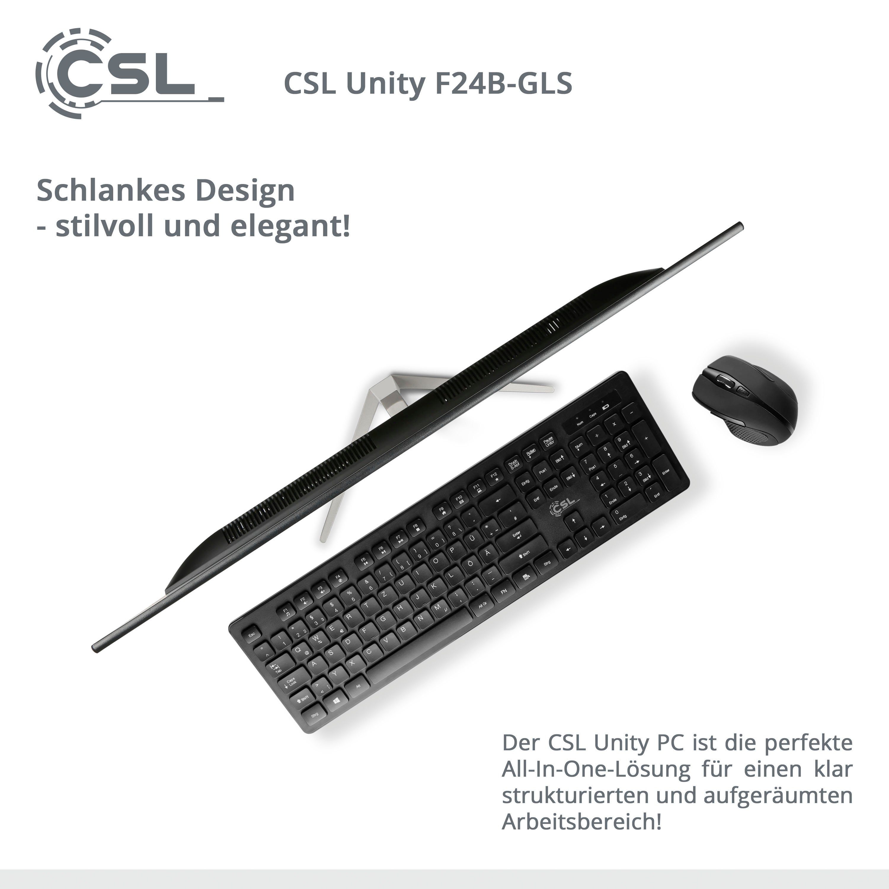 CSL Unity F24-GLS mit Windows 10 Pro All-in-One PC (23,8 Zoll, Intel Celeron, UHD Graphics 600, 8 GB RAM, 256 GB SSD)