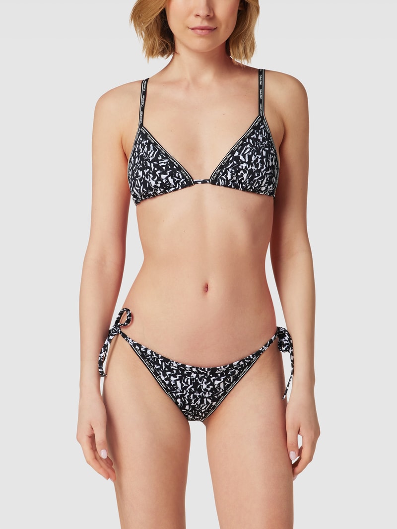 Bikini-Oberteil mit Allover-Muster in schwarz