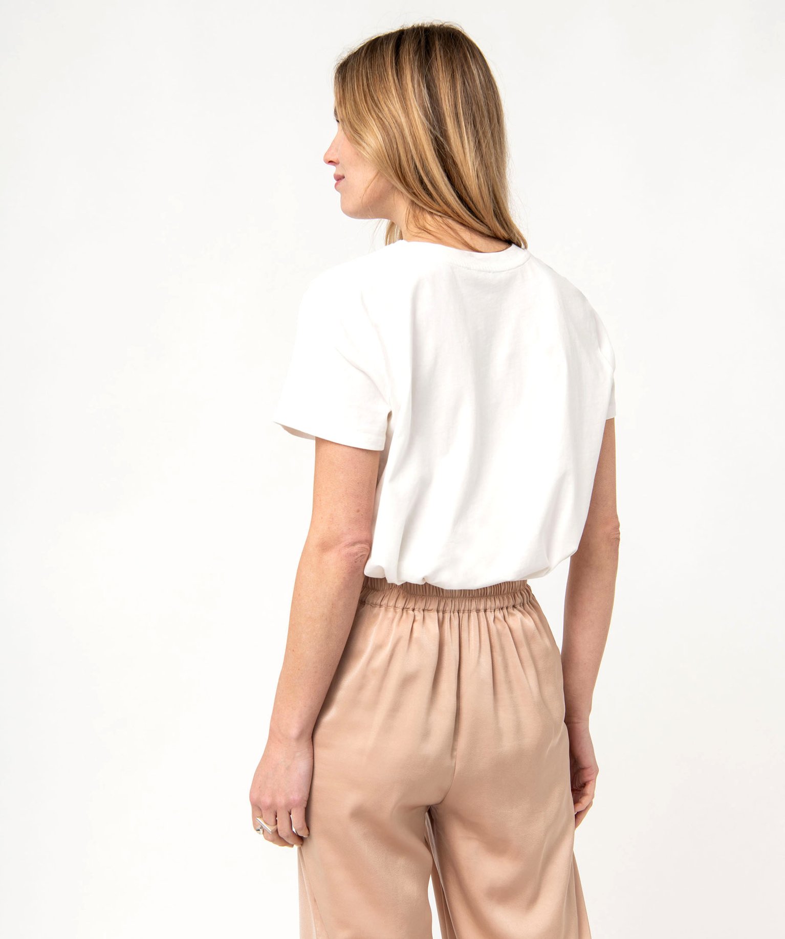 Tee-shirt oversize avec perles brodées femme ecru | GEMO