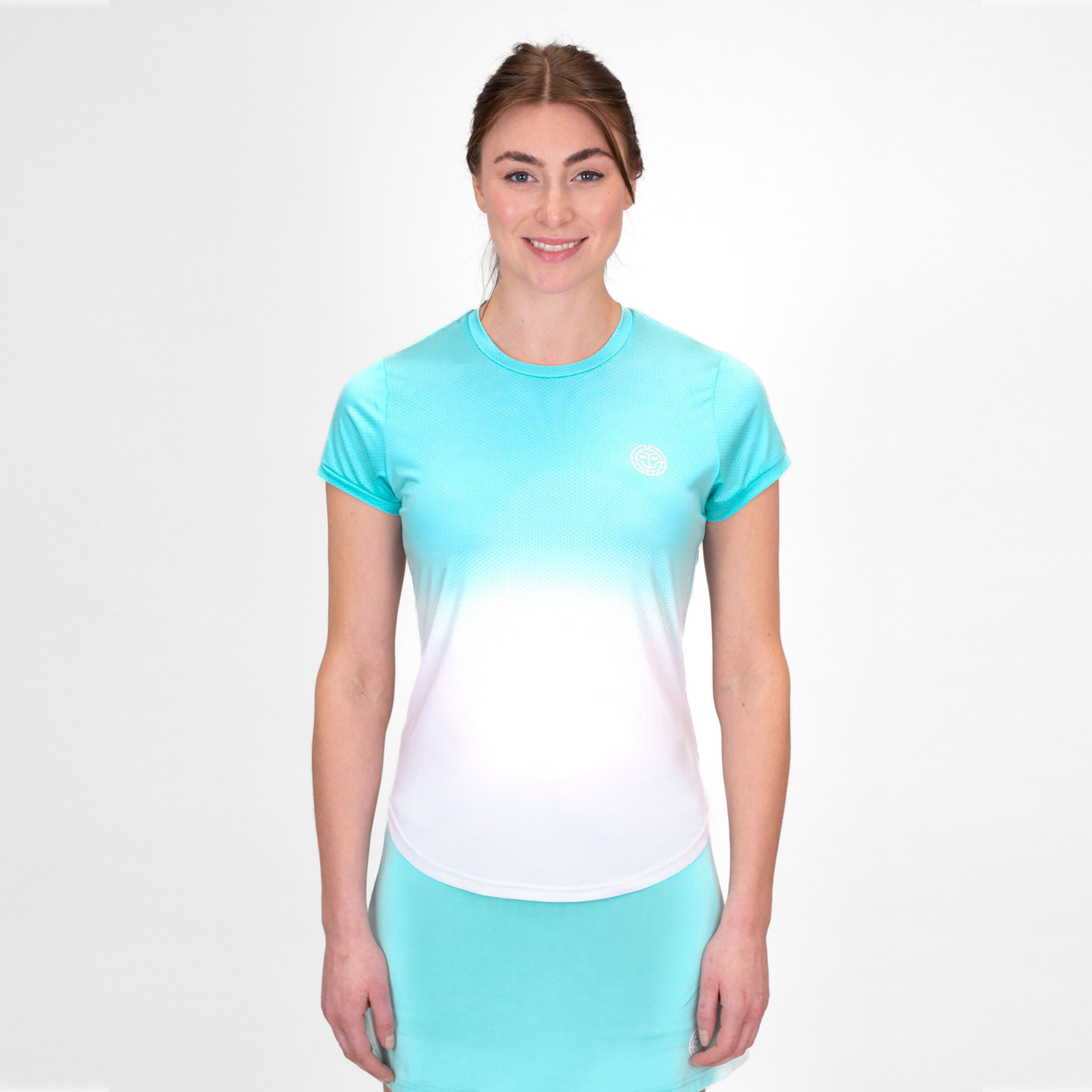 Crew Gradiant T-Shirt Damen - Türkis, Weiß
