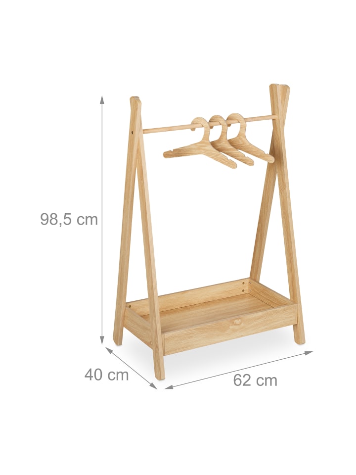 relaxdays Kinder-Kleiderständer in Natur - (B)62 x (H)98,5 x (T)40 cm günstig kaufen onesize