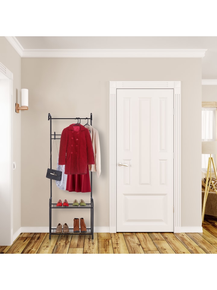 relaxdays Garderobe in Grau - (B)60 x (H)173 x (T)31 cm günstig kaufen onesize