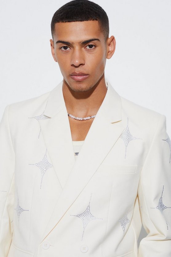 Lockerer Blazer mit Strass-Verzierung