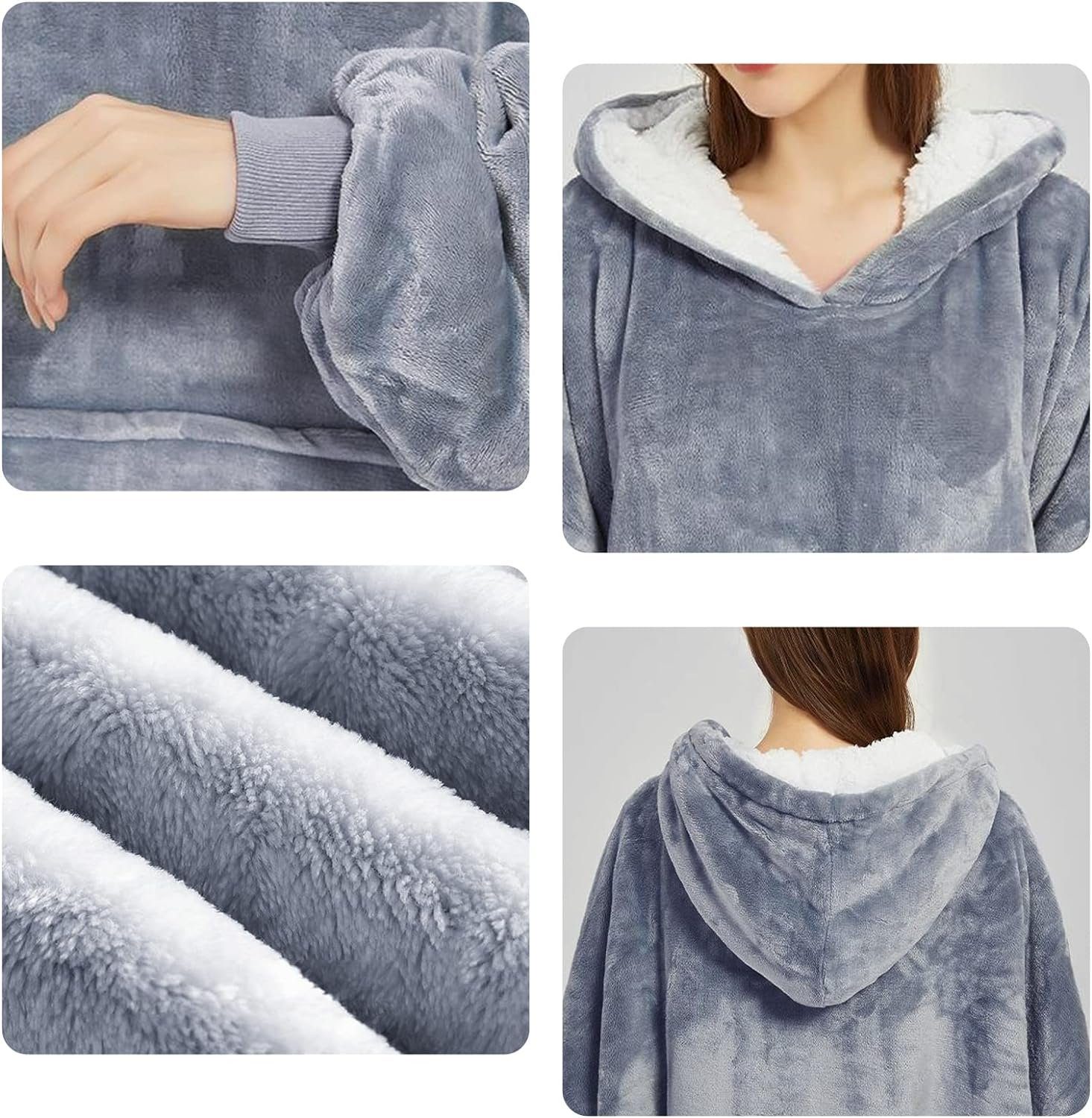 vokarala Hoodie Hoodie Decke mit Ärmeln und Kapuze oversize sweatshirt fleecepullover Wohndecke zum Anziehen Perfektes Geschenk für Männer Frauen