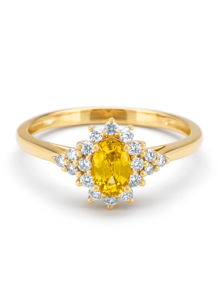 Diamond Point Yellow gold ring, 0.60 ct yellow sapphire, Eden