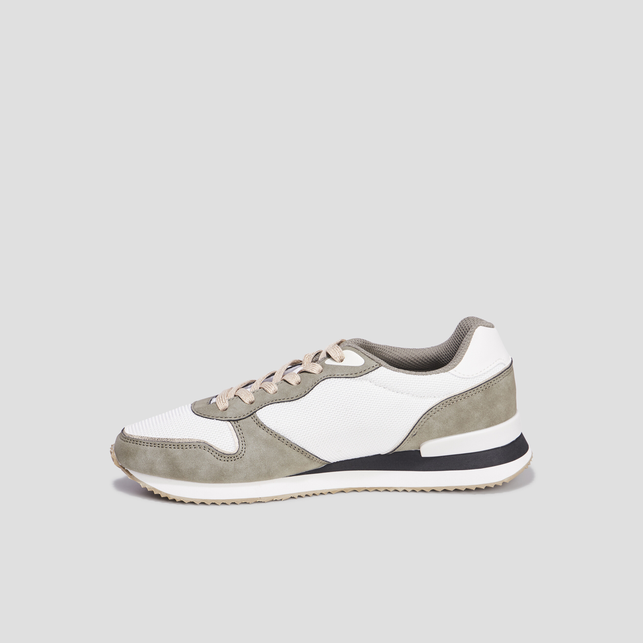 Baskets bi-matière à lacets Creeks vert kaki femme | La Halle