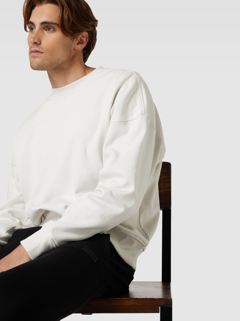 Sweatshirt mit gerippten Abschlüssen in hellgrau
