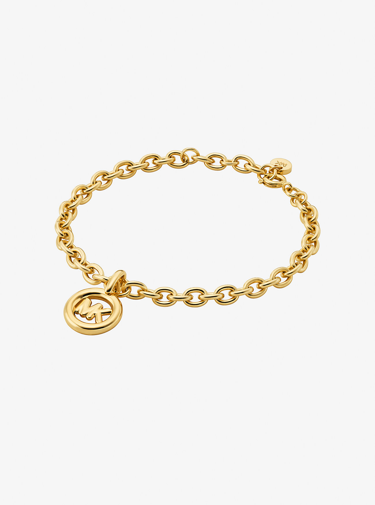 Armbånd med logo-sjarm og kjedelenker – GULL