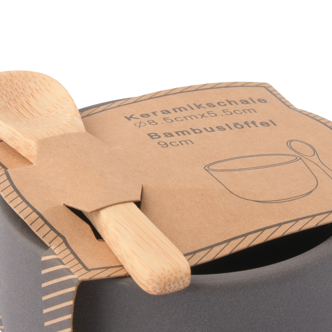 Kleine Keramikschale mit Bambuslöffel