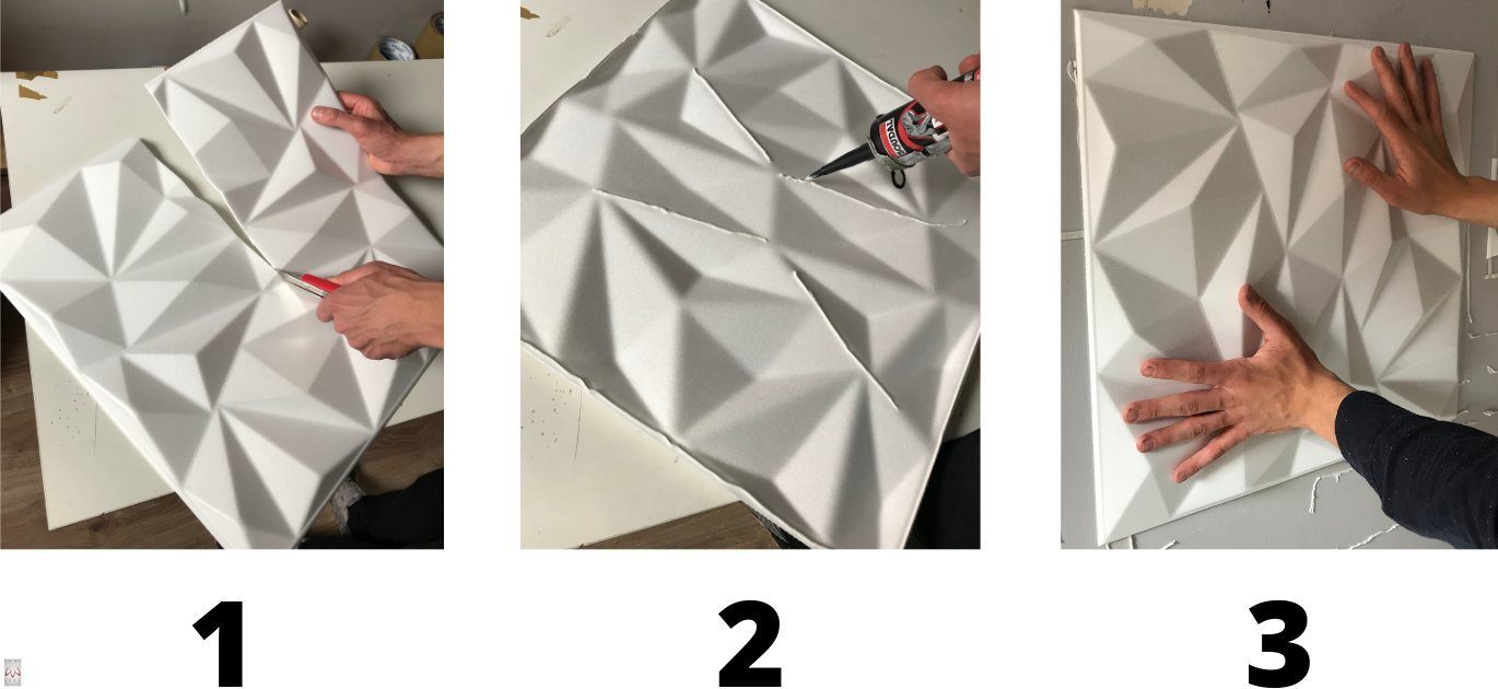 IKHEMalarka 3D Wandpaneel 4m²/16PCS Wandverkleidung Deckenpaneele POLYSTYROL Betonlook, BxL: 50,00x50,00 cm, 0,50 qm