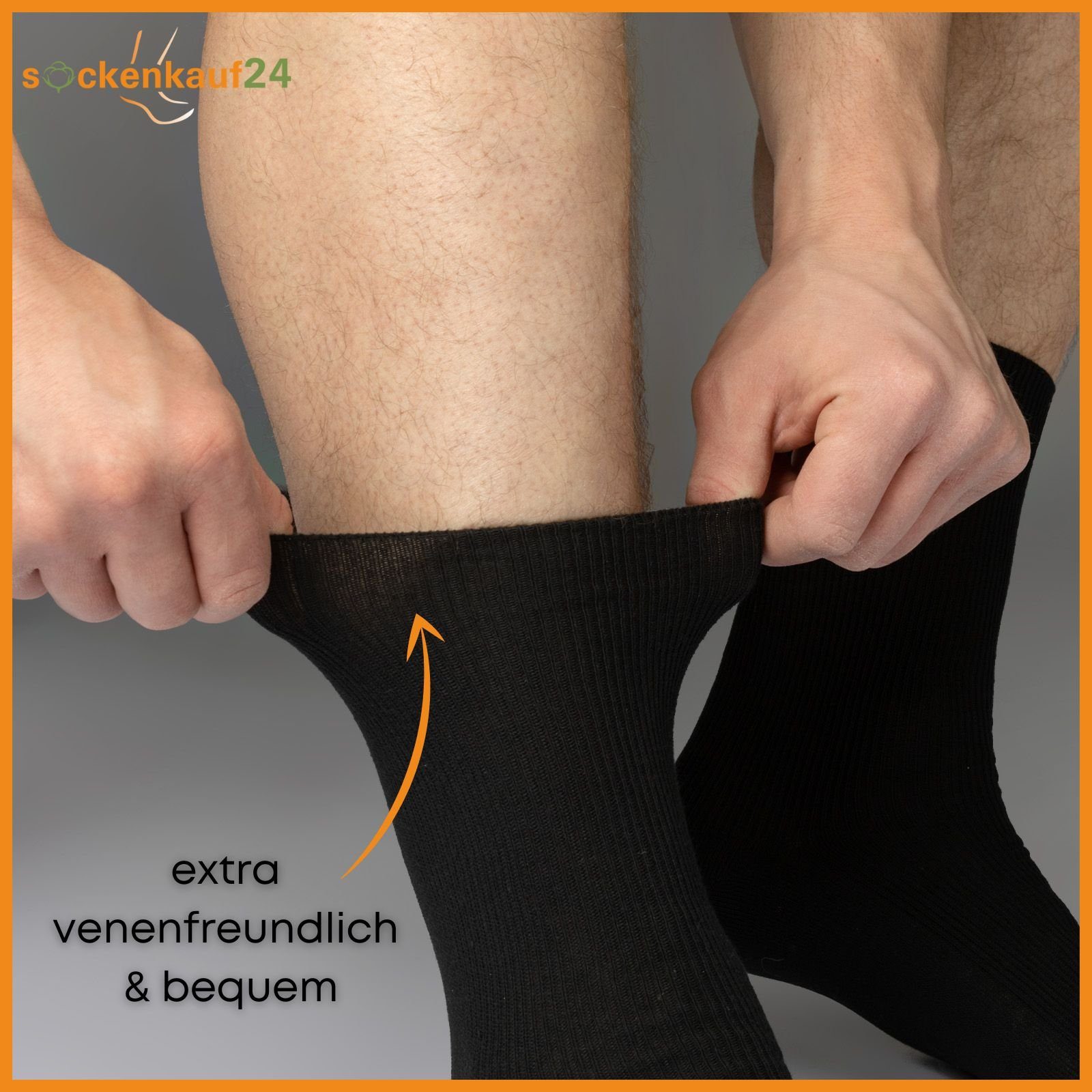 sockenkauf24 Diabetikersocken 12 Paar Damen & Herren Socken ohne Gummibund (Schwarz, 43-46) 100% Baumwolle 11000 WP